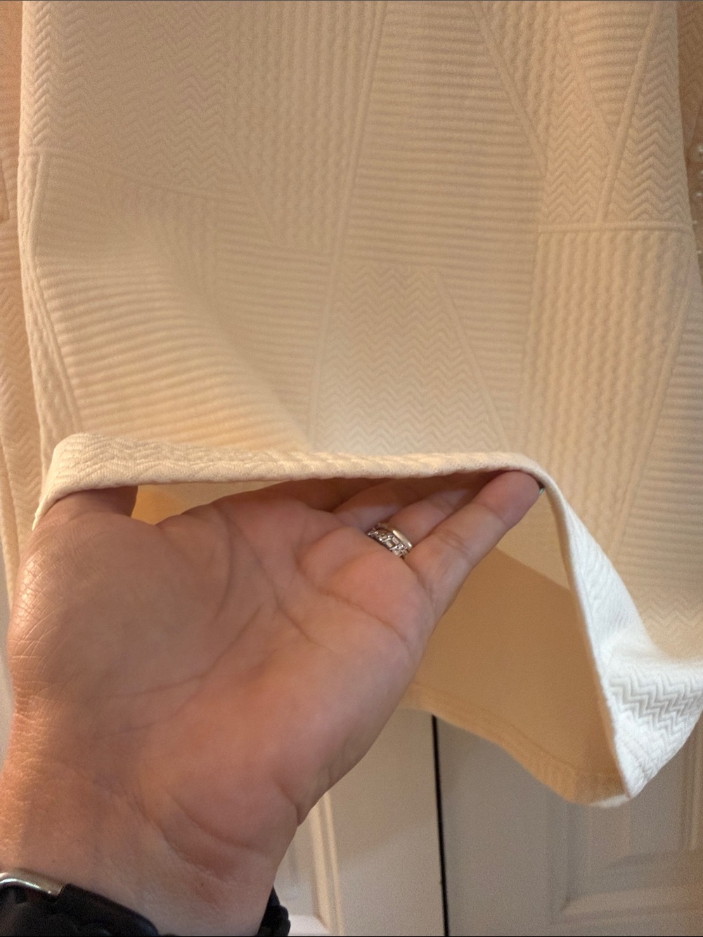 Umgee Cream Pearl-Accent Short Sleeve Blouse - Picture 6 of 7